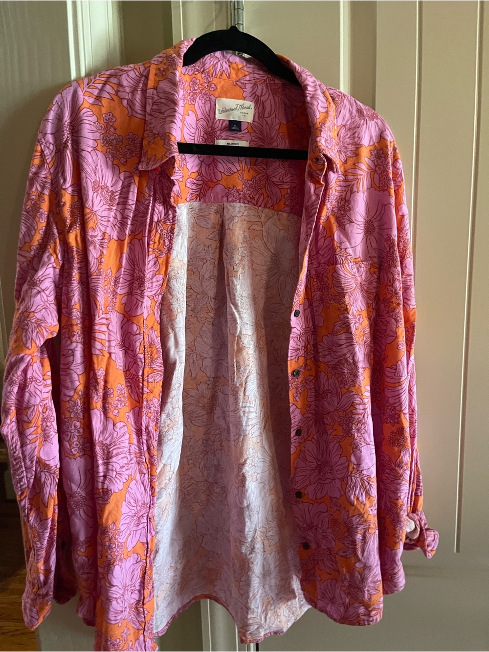 Universal Thread Pink and Orange Floral Button-Up Shirt